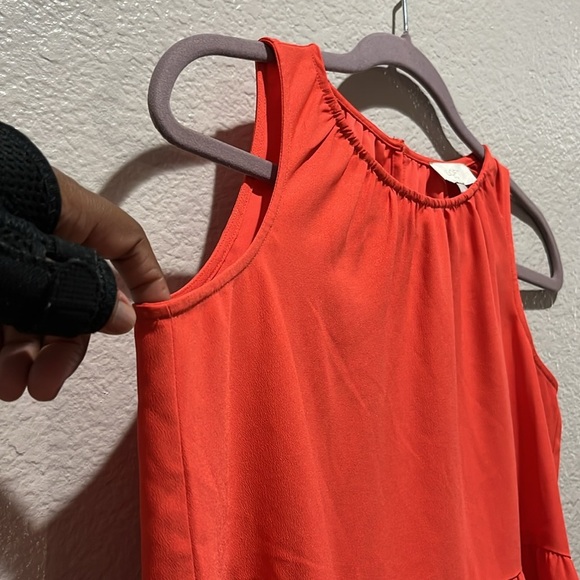 LOFT Women’s Orange Tiered Swing Dress Crew Neck Sleeveless Size XS Cruise Wear - Picture 5 of 9